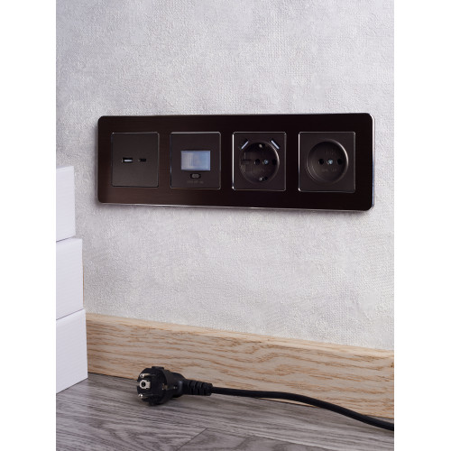 BRITE Розетка USB A+C 18Вт РЮ11-1-БрТБ темная бронза IEK BRITE Розетка USB A+C 18Вт РЮ11-1-БрТБ темная бронза IEK