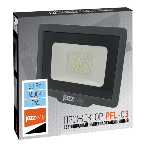 Прожектор светодиодный PFL-C3 20Вт 6500К IP65 закален. прозр. стекло JazzWay 5023543A Прожектор светодиодный PFL-C3 20Вт 6500К IP65 закален. прозр. стекло JazzWay 5023543A