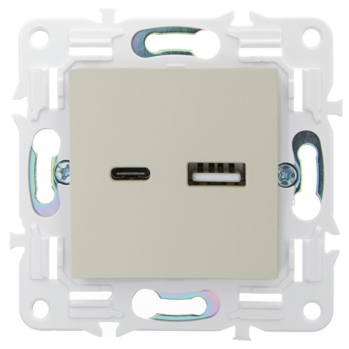 SKANDY Розетка USB A+C 3,1А SK-R14B бежевый IEK SKANDY Розетка USB A+C 3,1А SK-R14B бежевый IEK
