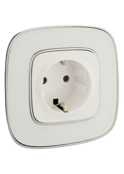 Розетка 1-м СП Valena Allure 16А IP2X 250В 2P+E безвинтов. клеммы с лицев. панелью механизм бел. Leg 753721