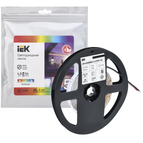Лента светодиодная 5м LSR-2835RGB54-4,8-IP20-12В IEK