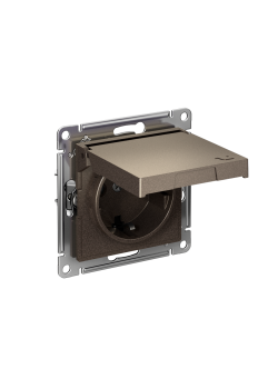 ATLASDESIGN РОЗЕТКА с заземлением со шторками с крышкой,16А,IP20, мех.,быстрозажим. клем., МОККО