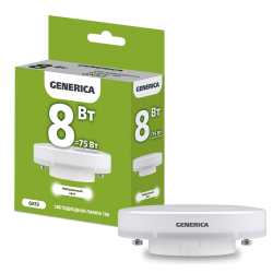 Лампа светодиодная T80 таблетка 8Вт 230В 4000К GX53 GENERICA