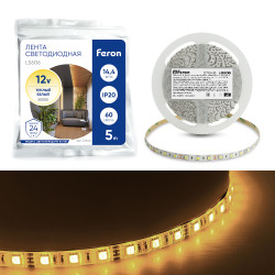Светодиодная LED лента Feron LS606, 60SMD(5050)/m 14.4W/m 12V 5m 3000К