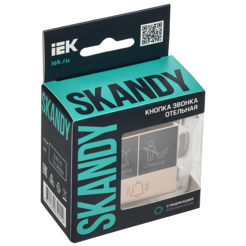 SKANDY Кнопка звонка с индикацией для отелей 10А SK-V17Sa песочный IEK SKANDY Кнопка звонка с индикацией для отелей 10А SK-V17Sa песочный IEK