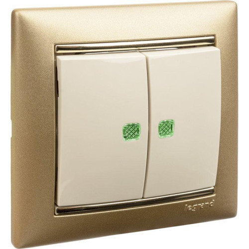 Выключатель 2-кл. СП Valena 10А IP31 250В с зел. подсветкой механизм сл. кость Leg 774328 Выключатель 2-кл. СП Valena 10А IP31 250В с зел. подсветкой механизм сл. кость Leg 774328
