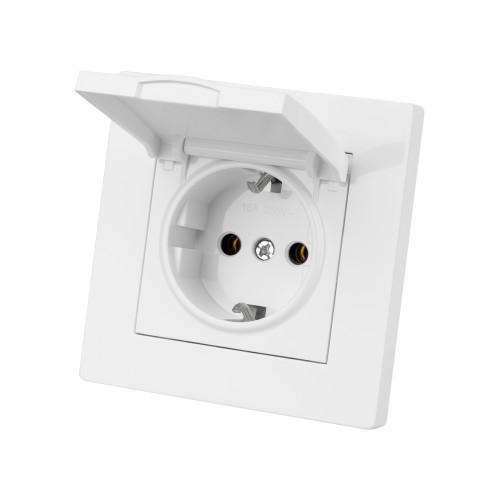 Розетка 2П+З 16А 250В IP44 с крышкой белая Розетка 2П+З 16А 250В IP44 с крышкой белая