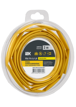 Трубка термоусадочная ТТУ нг-LS 3/1,5 желтая (2м/упак) IEK