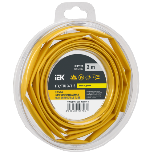 Трубка термоусадочная ТТУ нг-LS 3/1,5 желтая (2м/упак) IEK