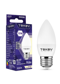Лампа светодиодная 10Вт С37 3000К Е27 176-264В TOKOV ELECTRIC TKE-C37-E27-10-3K