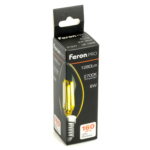 Лампа светодиодная Feron.PRO LB-1208 Свеча E14 1280LM 8W 175-265V 2700K Лампа светодиодная Feron.PRO LB-1208 Свеча E14 1280LM 8W 175-265V 2700K