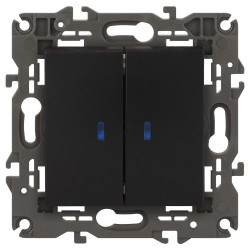 Выключатель 2-кл. СП Elegance 14-1105-05 10А IP20 250В 10AX с подсветкой механизм антрацит Эра Б0034241