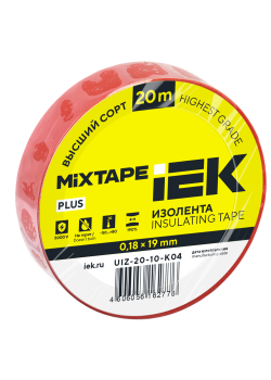 MIXTAPE PLUS Изолента 0,18х19мм красная 20м IEK