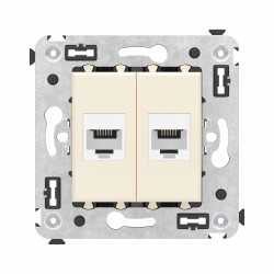 Телефонная розетка RJ-12 без шторки в стену двойная, Avanti, ванильная дымка