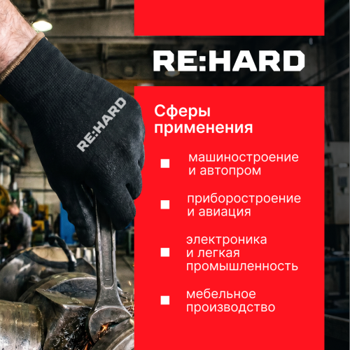 Перчатки полиамидные, 15 класс вязки, с черным полиуретановым покрытием, размер L (9)
