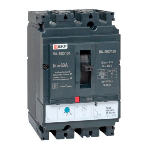 ВА-99C 100/63А 3P 35кА с термомагнитным расцепителем EKF