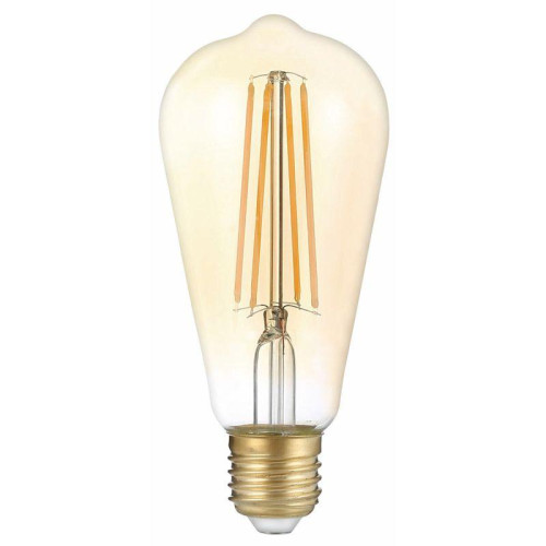 Лампа светодиодная филаментная Black Filament 8Вт ST64 золотая 2400К тепл. бел. E27 740лм GAUSS 157802008 Лампа светодиодная филаментная Black Filament 8Вт ST64 золотая 2400К тепл. бел. E27 740лм GAUSS 157802008