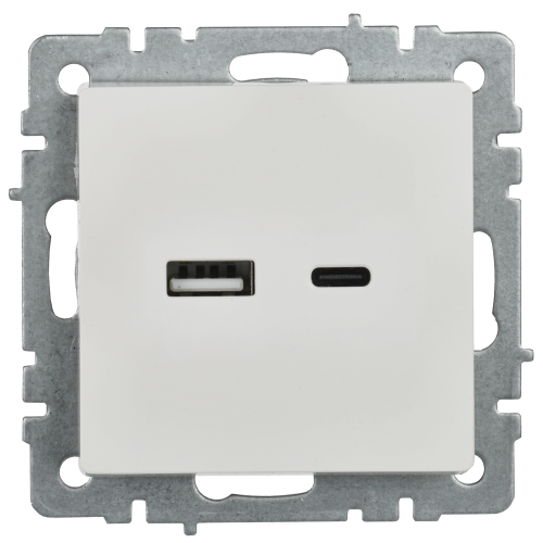 BRITE Розетка USB A+C 18Вт РЮ11-1-БрБ белый IEK