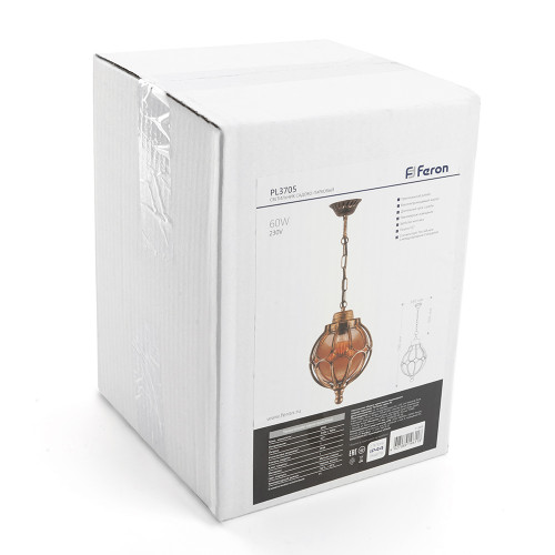Светильник садово-парковый Feron PL3705 круглый на цепочке 60W 230V E27, черное золото Светильник садово-парковый Feron PL3705 круглый на цепочке 60W 230V E27, черное золото