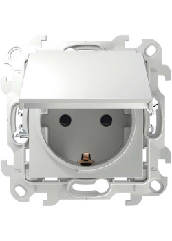 Розетка 1-м СП Simon 24 16А IP44 2P+E Push&Go механизм бел. Simon 2420448-030