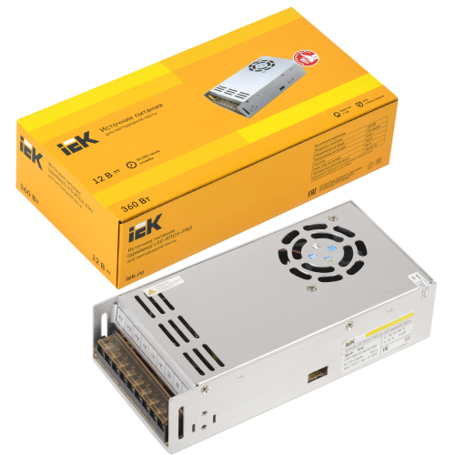 Драйвер LED ИПСН-PRO 360Вт 12В блок-клеммы IP20 IEK Драйвер LED ИПСН-PRO 360Вт 12В блок-клеммы IP20 IEK