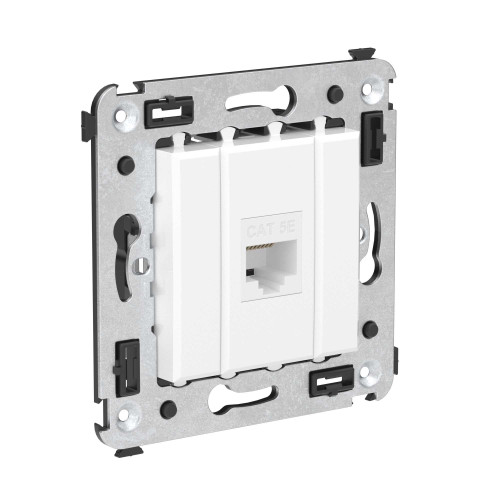 Компьютерная розетка RJ-45 без шторки в стену, кат.5е одинарная, Avanti, белое облако