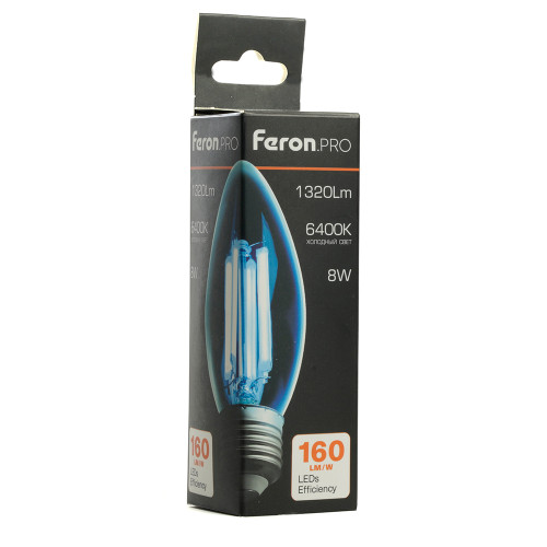 Лампа светодиодная Feron.PRO LB-1208 Свеча E27 1320LM 8W 175-265V 6400K Лампа светодиодная Feron.PRO LB-1208 Свеча E27 1320LM 8W 175-265V 6400K