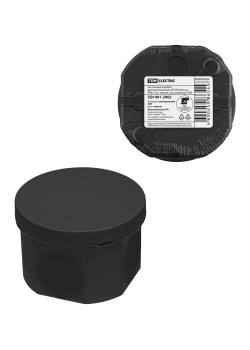 Коробка расп., двухкомп. для прямого монтажа ОП D70х50 мм, IP66, 4 вх., HF, черная, инд. шк. TDM