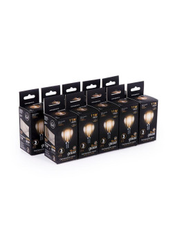 Лампа светодиодная филаментная Black Filament 11Вт P45 шар 2700К тепл. бел. E14 810лм GAUSS 105801111