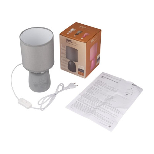 Светильник настольный JH2-02-gy E14 IP20 130х130х255мм керамика; ткань; PVC-пластик сер. JazzWay 5062320 Светильник настольный JH2-02-gy E14 IP20 130х130х255мм керамика; ткань; PVC-пластик сер. JazzWay 5062320