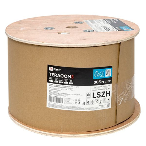 Витая пара TERACOM CS Cat.6A S/FTP 4 п. solid 0,57мм LSZH нг(А)-HF сер. (305м) Витая пара TERACOM CS Cat.6A S/FTP 4 п. solid 0,57мм LSZH нг(А)-HF сер. (305м)