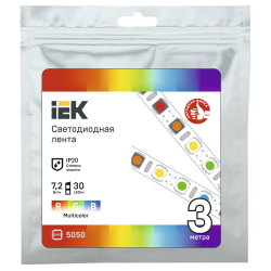 Лента светодиодная 3м LSR-5050RGB30-7,2-IP20-12В IEK