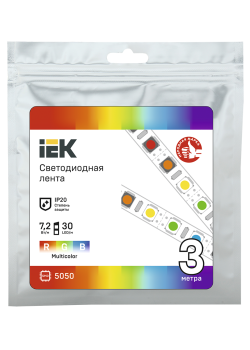 Лента светодиодная 3м LSR-5050RGB30-7,2-IP20-12В IEK