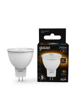 Лампа светодиодная Black 3Вт MR11 софит 3000К тепл. бел. GU4 290лм GAUSS 132517103
