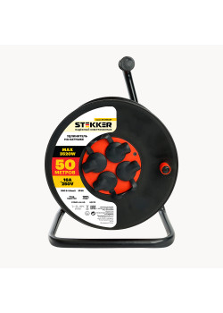 Удлинитель на катушке Stekker STD03-44-50 Standart 4-местный с/з ПВС 3*1,5, оранжевый, 16А, IP44, 50м (80104)