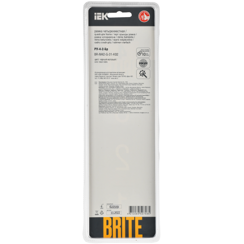 BRITE Рамка 4-местная РУ-4-2-Бр стекло черный матовый IEK BRITE Рамка 4-местная РУ-4-2-Бр стекло черный матовый IEK