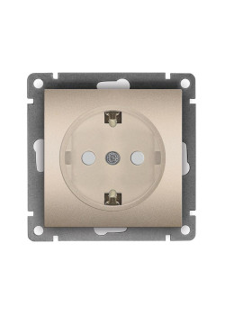 Розетка 1-м СП Афина 16А IP20 с заземл. защ. шторки механизм шампань Universal A0049-Br