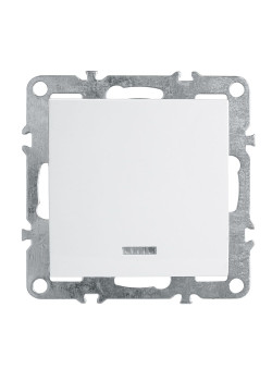 Выключатель 1-клавишный c индикатором (механизм), STEKKER, PSW10-9101-01, 250В, 10А, серия Эрна, белый