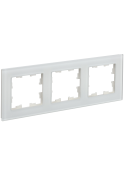 BRITE Рамка 3-местная РУ-3-2-Бр стекло белый матовый IEK