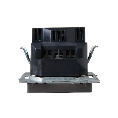 BRITE Розетка 1-местная с заземлением с защитными шторками 16А с USB A+C 18Вт РЮш11-1-БрС сталь IEK