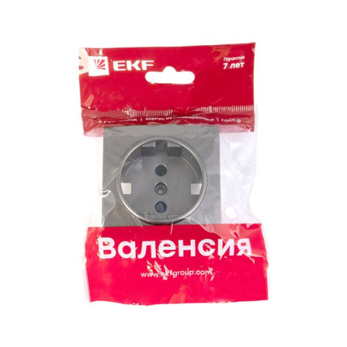 Валенсия лиц. панель розетки 1-местной с/з 16А графит с защ. штор. EKF Валенсия лиц. панель розетки 1-местной с/з 16А графит с защ. штор. EKF