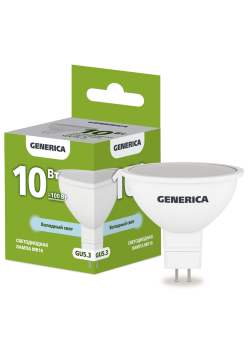 Лампа светодиодная MR16 софит 10Вт 230В 6500К GU5.3 GENERICA