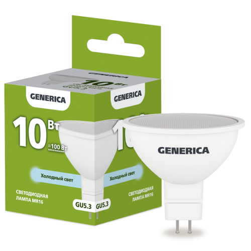 Лампа светодиодная MR16 софит 10Вт 230В 6500К GU5.3 GENERICA
