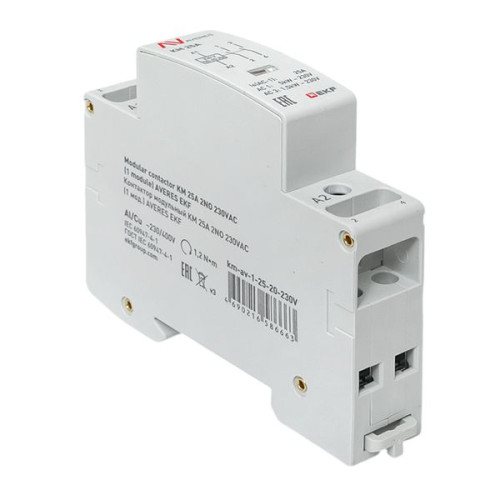 Контактор модульный КМ 25А 2NO 230В АС (1 мод.) AVERES EKF Контактор модульный КМ 25А 2NO 230В АС (1 мод.) AVERES EKF