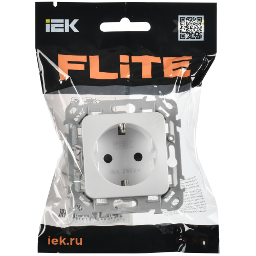 FLITE Розетка с заземлением с защитными шторками безвинтовое крепление 16А РСш11-1-ФлЖ жемчуг IEK
