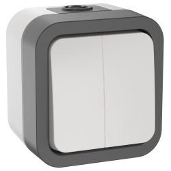 TORS Выключатель двухклавишный 10А IP55 TS205 серо-белый IEK