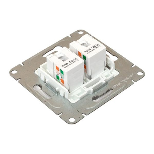 Механизм роз. RJ45 - 2шт, (cat5), бел. Эпика EKF Механизм роз. RJ45 - 2шт, (cat5), бел. Эпика EKF