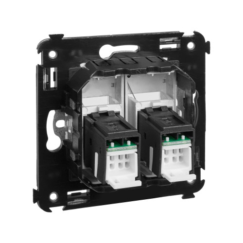 Компьютерная розетка RJ-45 в стену, кат.6 двойная, Компьютерная розетка RJ-45 в стену, кат.6 двойная,