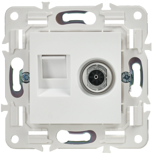 SKANDY Розетка двойная TV+RJ45 кат.5E SK-A14W арктический белый IEK SKANDY Розетка двойная TV+RJ45 кат.5E SK-A14W арктический белый IEK