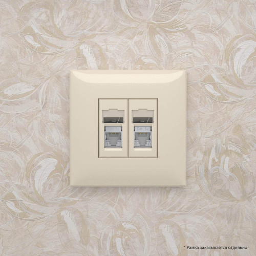 Компьютерная розетка RJ-45 в стену, кат.5e двойная экранированная, Avanti, ванильная дымка